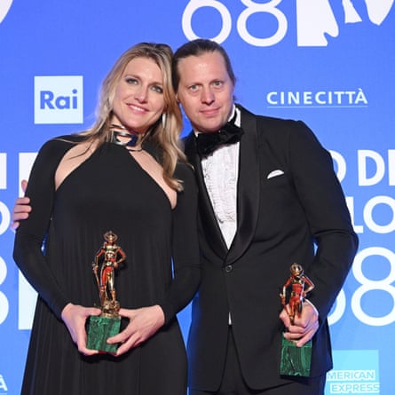 Felix Van Groeningen and Charlotte Vandermeersch win best picture for The Eight Mountains at the 68th David Di Donatello awards this month.