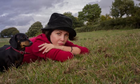 Sadie Frost near her Wiltshire home with her dog, Cherry.