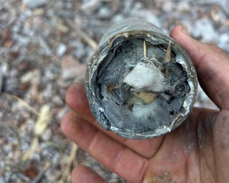 Remnants of a cluster munition found in southern Lebanon last year.