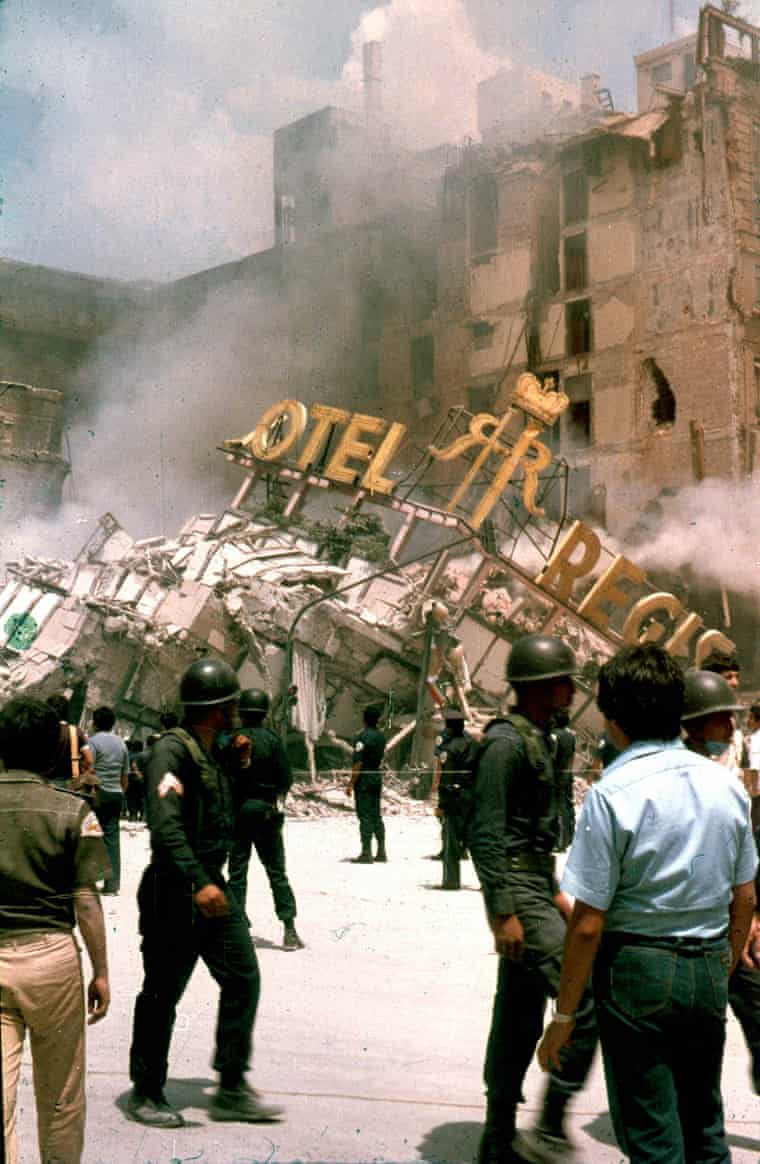 A hotel in Mexico after an earthquake hit in September 1985.