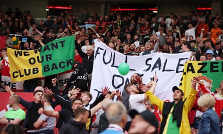 Manchester United fans stage a protest against the owners after last Saturday’s victory over Nottingham Forest