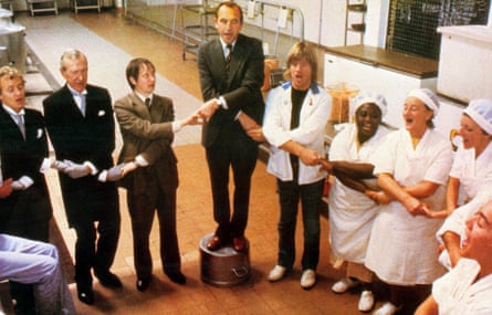 Rossiter and Robin Askwith in Britannia Hospital.
