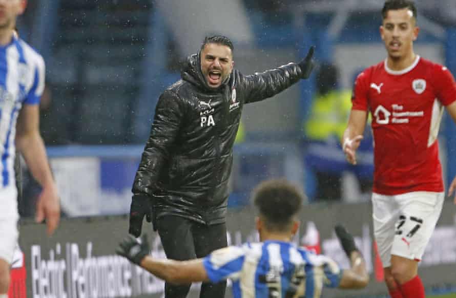 Barnsley’s Poya Asbaghi: ‘I still think about the people that died. It was just chance’ | Barnsley 6 Poya Asbaghi on the touchline during last month’s FA Cup tie at Huddersfield.