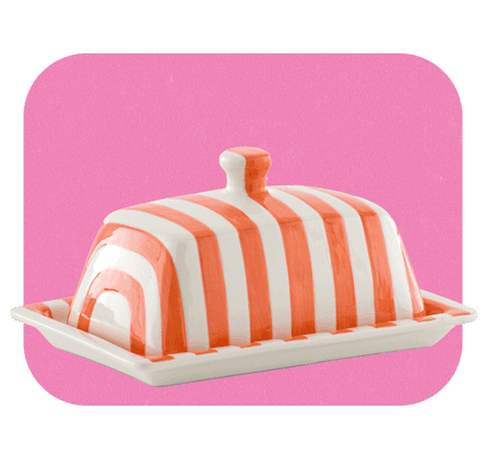 LA REDOUTE INTERIEURS Darcy Striped Dolomite Butter Dish