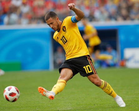 Eden Hazard passes the ball during Belgium’s World Cup third-place play-off victory over England.