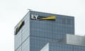 An EY sign on an office tower in Melbourne, Australia