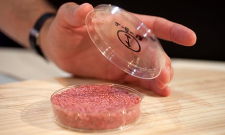 A lab-grown meat burger