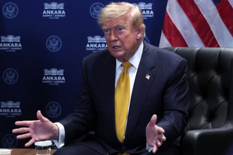 US president Donald Trump speaks to the media on the sidelines of the Nato summit in Ankara, Turkey.