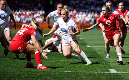 Marlie Packer running with the ball against Wales