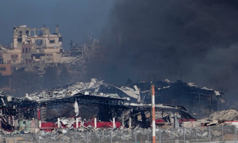 Smoke rises on Saturday after an Israeli bombardment in Gaza, as seen from southern Israel