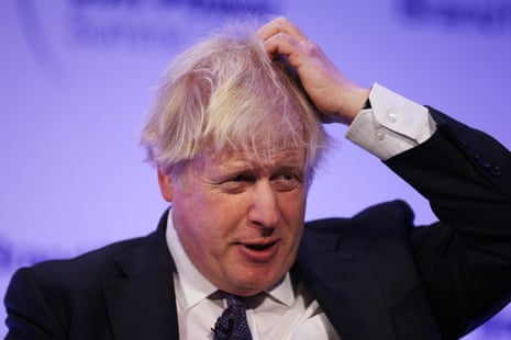 Boris Johnson speaking at the global soft power summit at the QEII conference centre in London today.