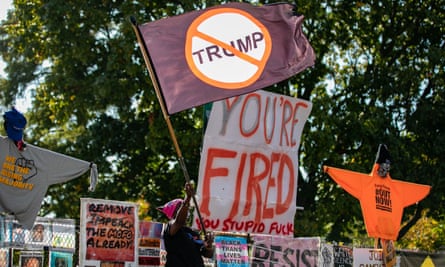 ‘The last four years have been catastrophic’: demonstrators outside the White House, Washington, in November.