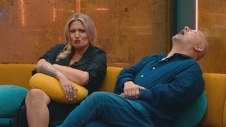 Punishingly funny … Daisy May Cooper screws up her face like she is trying not to breathe in a fart so as not to laugh.