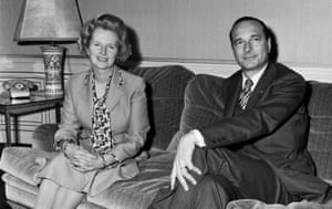Jacques Chirac and Margaret Thatcher meet in Paris, in 1975.