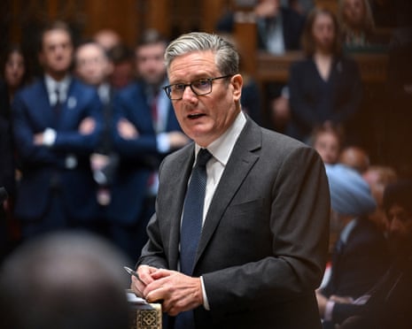 Keir Starmer speaks to MPs in parliament.