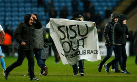 Coventry City fans invade the Ricoh Arena pitch during the game against Sheffield United in a protest against the owners.