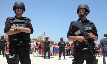 Police on the beach at Sousse after rthe terror attack
