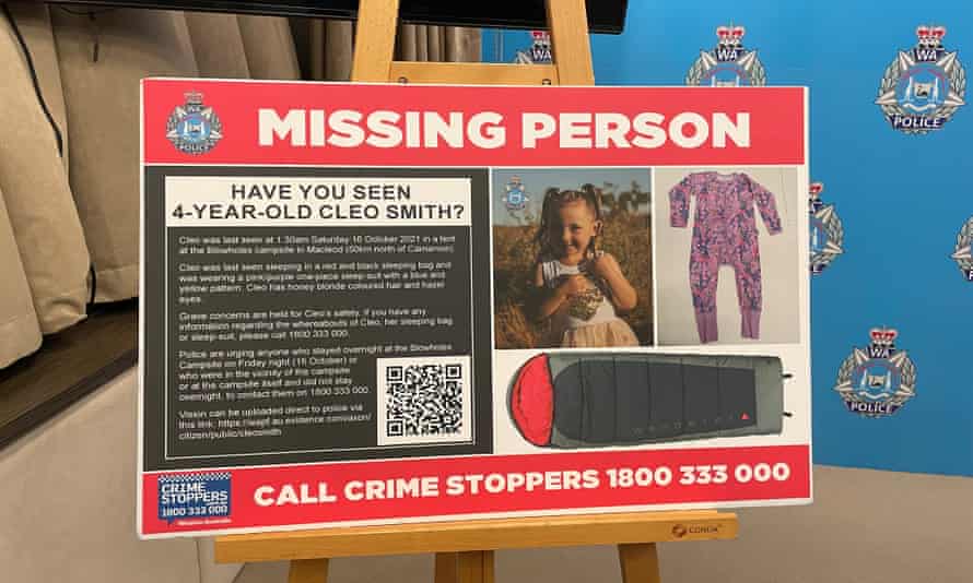A sign from the WA press conference on missing child Cleo Smith.