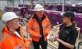 Keir Starmer and shadow transport secretary Louise Haigh visit the Hitachi Rail plant in County Durham on 24 April 2024.