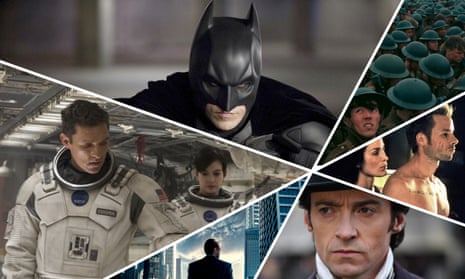 Favourite Christopher Nolan films, clockwise from top: The Dark Knight Rises, Dunkirk, Memento, The Prestige, Inception, Interstellar.