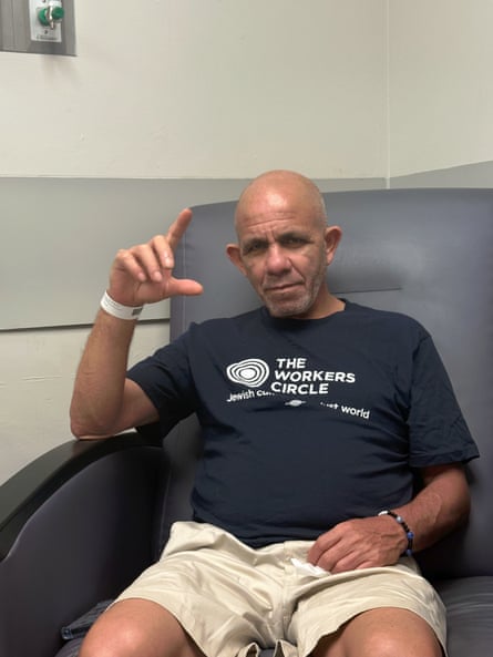 A man sits in the hospital