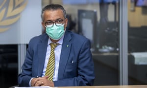 Tedras Adhanom Gebrejesus ، مدیر کل سازمان بهداشت جهانی ، در سفر روسای اتاق های فدرال سوئیس به مقر WHO در ژنو ، سوئیس ، در 15 اکتبر 2020 صحبت می کند.