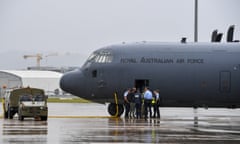 An RAAF C-130 Hercules at Fairbairn airbase in Canberra