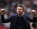 Michael Carrick punches the air
