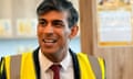 Rishi Sunak speaks to employees during a visit to the DHL Gateway port facility at Stanford Le Hope on the Thames estuary in Essex on April 29 2024