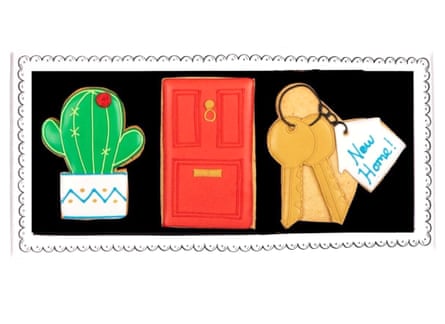 Biscuits shaped like a cactus, a front door and a set of keys
