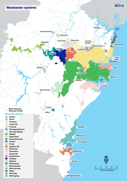 Wastewater systems in greater Sydney.