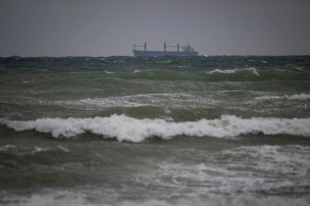 A ship at sea.