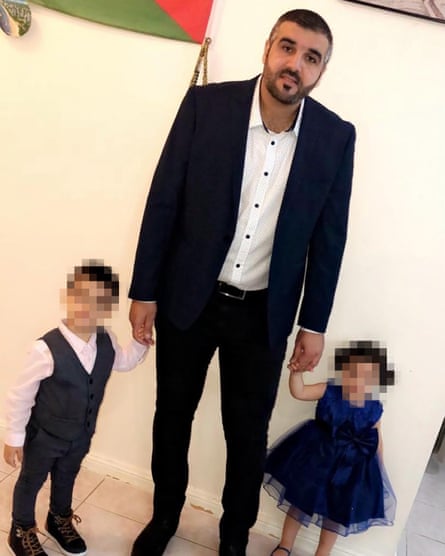 Mohammed Almassri, 43, with two of his children, Hamza and Amani.
