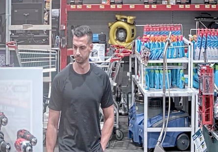 A screenshot of Beau Lamarre-Condon captured on CCTV at Bunnings Alexandria in Sydney on 20 February, 2024. Lamarre-Condon has pleaded not guilty to the murders, saying the men were killed in self-defence.