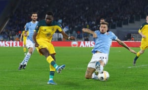 Odsonne Edouard goes close with a shot on goal.