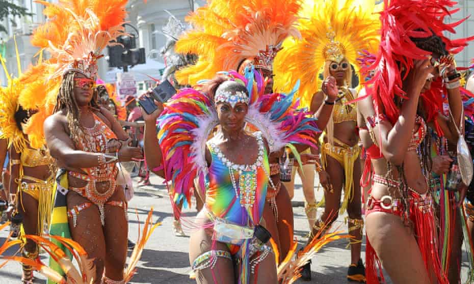 Masquerade dancers in action at the Notting Hill carnival
