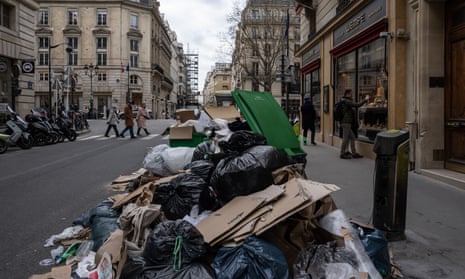 Rubbish in a street in Paris on Monday