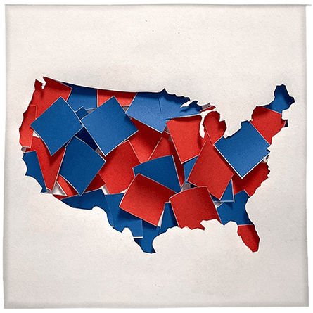 map of usa with red and blue squares on it