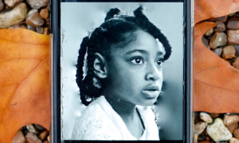 A mobile phone displaying a picture of Ella Kissi-Debrah, nine, who died from a severe asthma attack in February 2013.