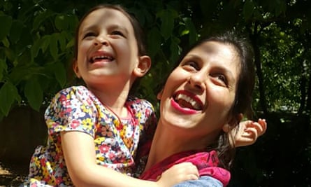 Nazanin Zaghari-Ratcliffe (R) embraces her daughter Gabriella in Damavand, Iran following her three-day release from prison.