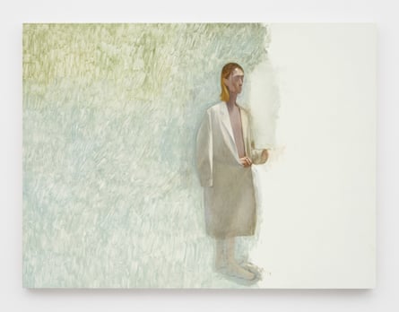 Julien Nguyen, Woman in a Lab Coat, 2021, Oil on panel, 35 1/2 x 47 1/4 inches 90 x 120 cm ©Julien Nguyen, Courtesy Matthew Marks Gallery.
