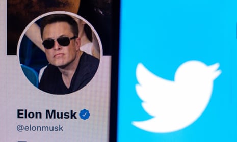 image of elon musk's twitter page next to twitter logo