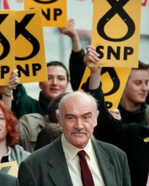 Sean Connery at a Scottish National Party rally in Edinburgh in 1999.