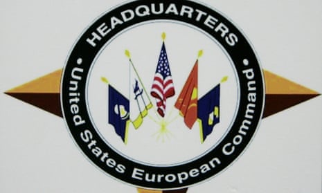 The logo of the headquarters of the US European Command (US EUCOM)
