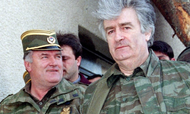 Ratko Mladić and Radovan Karadžić in April 1995.