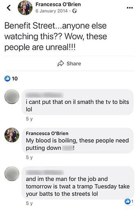 Tory candidate Francesca O’Brien’s Facebook post about Benefits Street from 2014, now deleted