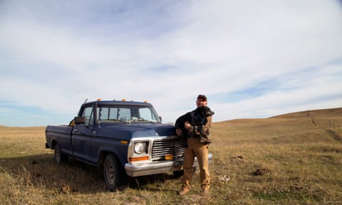 John Harter and his 1978 Ford F-150 truck on the cattle pasture the Keystone XL is set to cross.