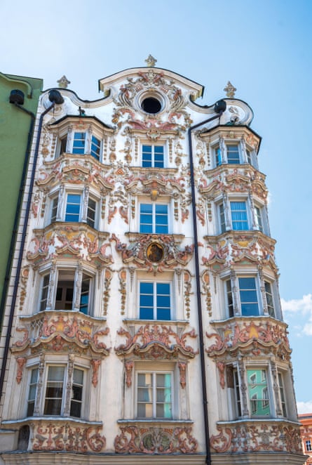Beautiful facade of Helblinghaus in the old town of Innsbruck, Austria