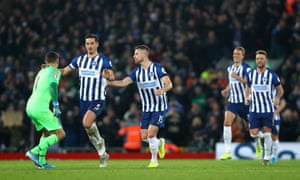 Lewis Dunk celebrates after scoring from the free-kick.