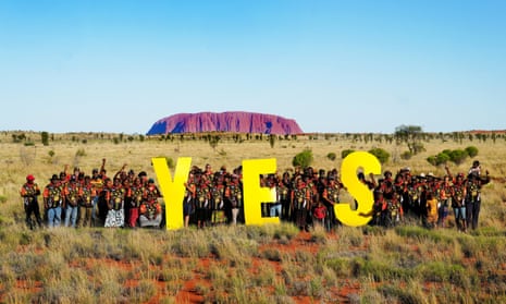 Central Land Council delegates who took time out of their council meeting near Uluru to vote "yes" to a Voice referendum to parliament.